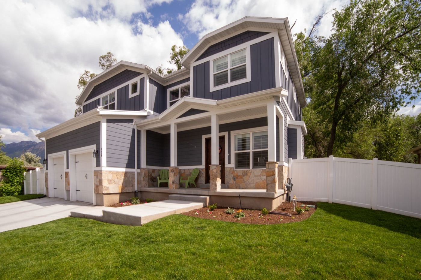 Modern two-story custom home with front porch